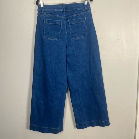 SPANXSHAPE® EVERYWEAR CROPPED WASHED BLUE WIDE LEG JEANS size large - Picture 6 of 9